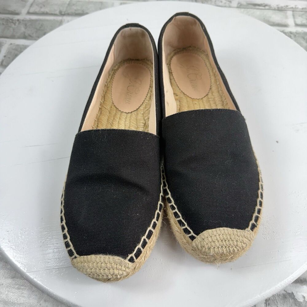 J.Crew Women's Size 8 Black Canvas Espadrille Slip-on Comfort Loafer Shoes - Picture 10 of 10